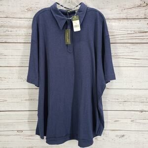 Henry Cotton's New Men's Blue Navy 100%Cotton 1/4 Zip Shirt Size XL